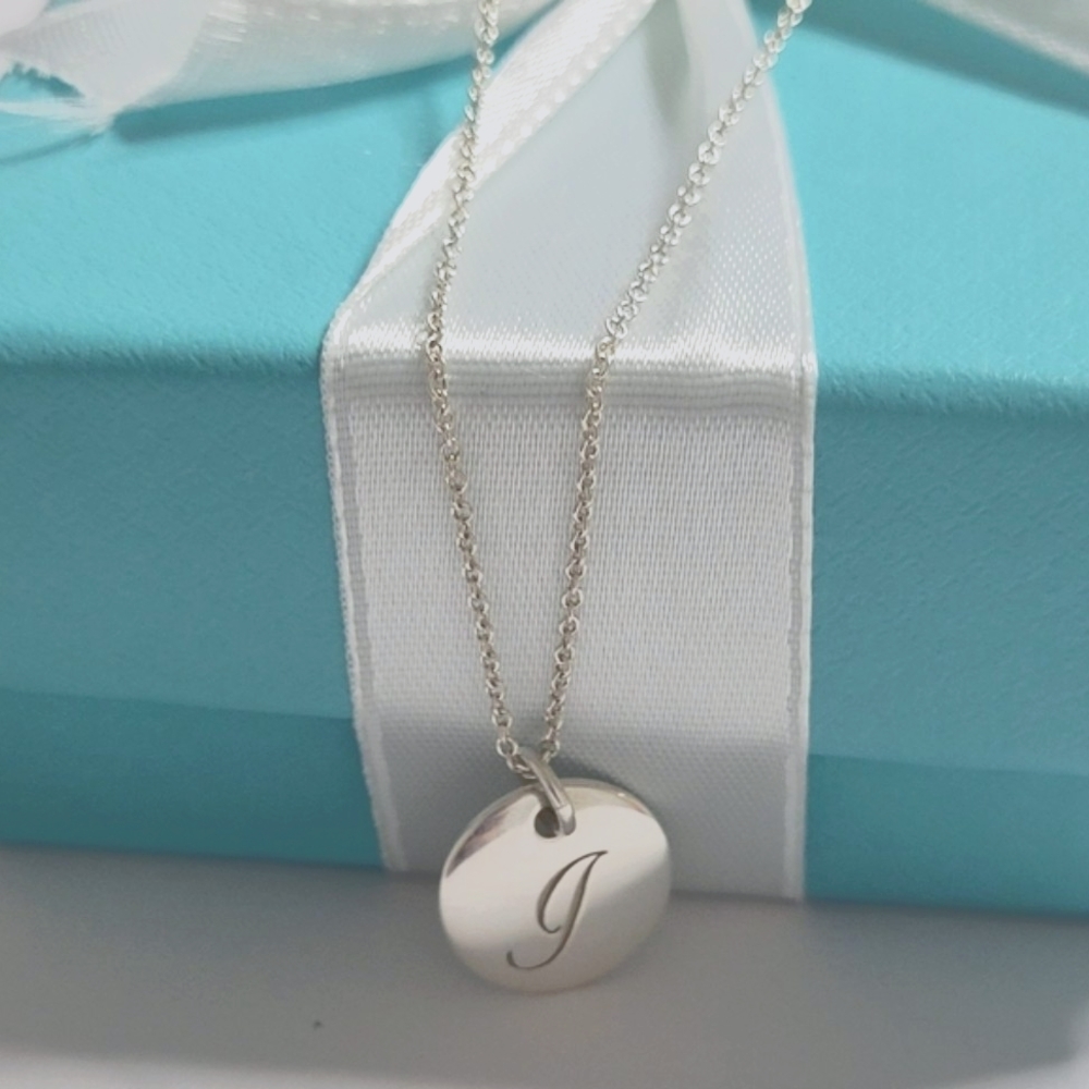 Tiffany &Co Initial Letter (( I )) 925 sterling silver necklace 16"